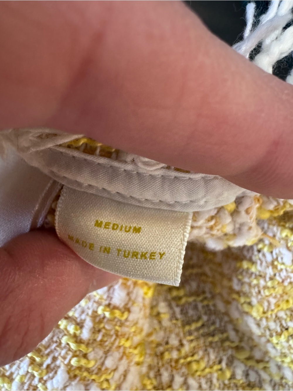 Anthropologie Maeve Yellow and White Tweed Fringe Shell - Picture 5 of 5